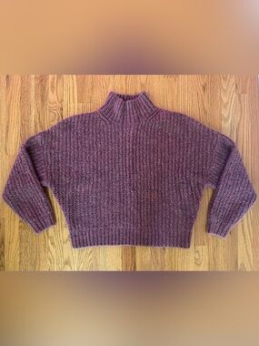 NWOT Express Women's Pink/Purple Cozy Mock Neck Sweater